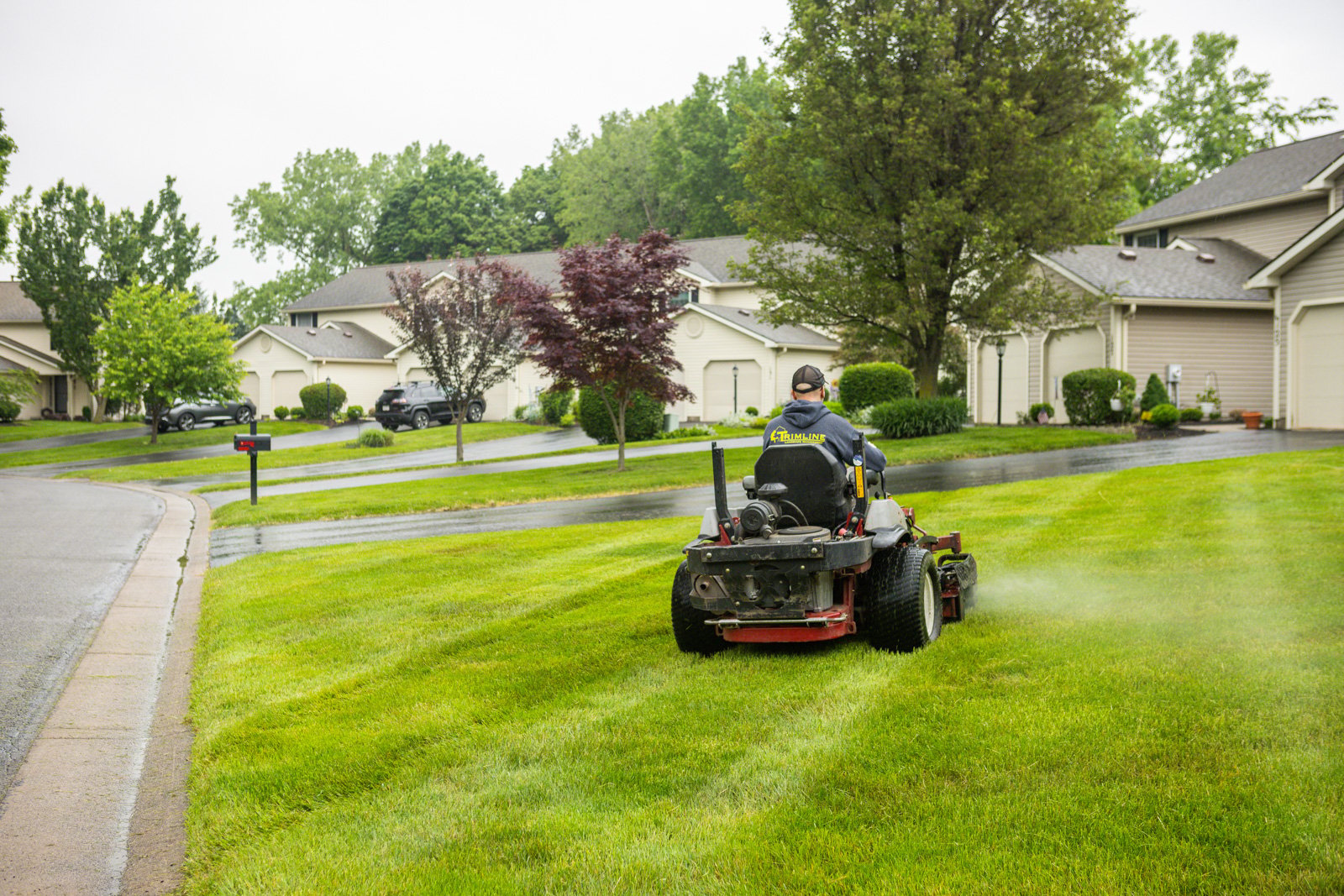 mowing lawns