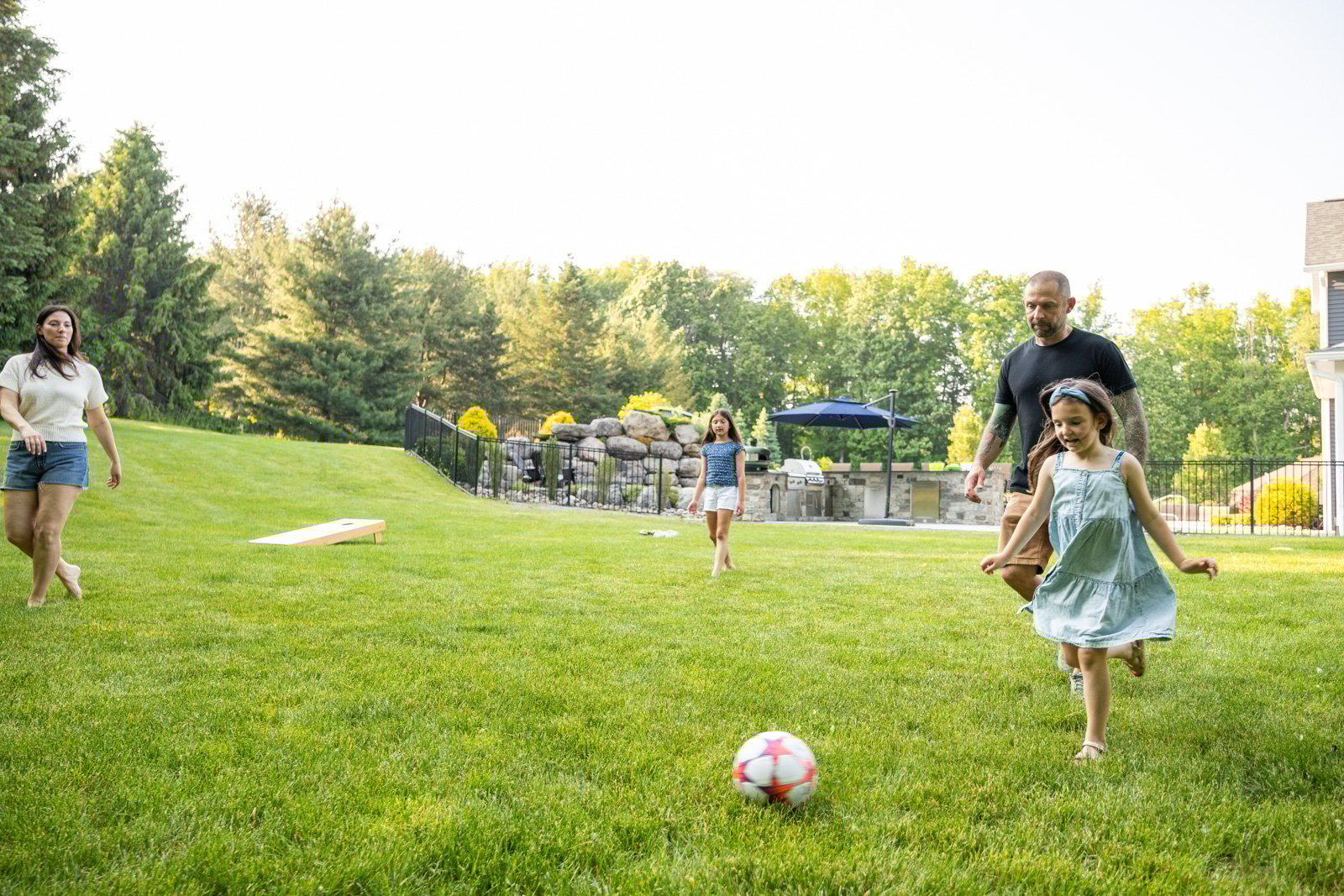 family enjoying their tick-free backyard